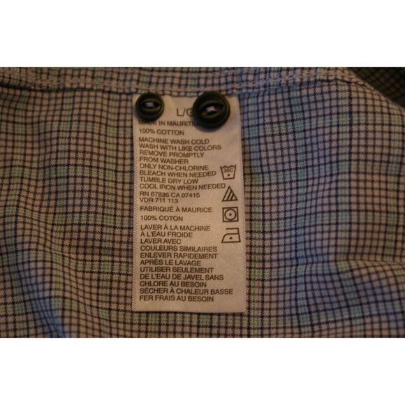 Men's Nautica Large Striped Blue Grey White Short Sleeved Button Down Shirt - Picture 7 of 8